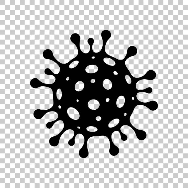 coronavirus-zellsymbol (covid-19) für design - blank hintergrund - mikroorganismus stock-grafiken, -clipart, -cartoons und -symbole