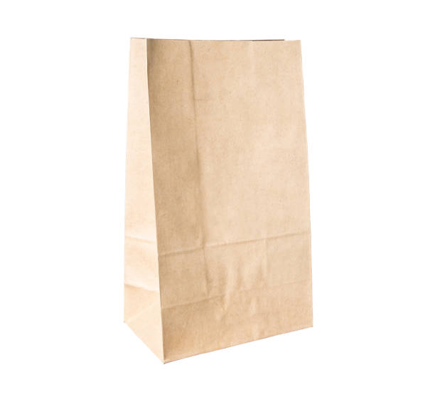 istock Recycled paper shopping one bag on white background. 1213661541