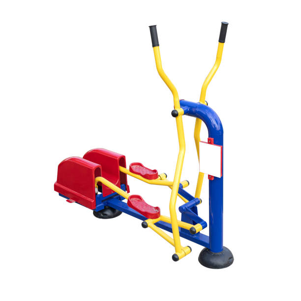 istock Exercise equipment red, yellow and blue color isolated on white background. with clipping paths. 1213662292