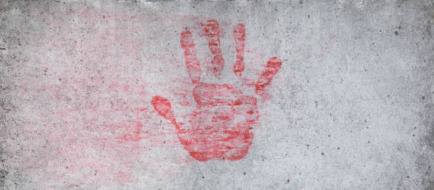 istock trace of a bloody hand 1213663810