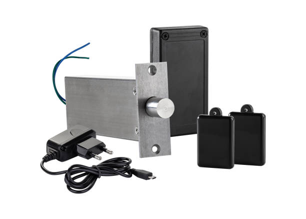 istock Set of electronic lock accessories isolated on white background 1213664300