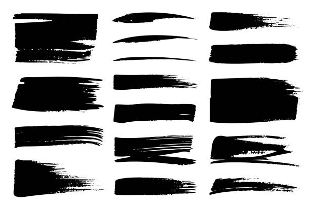 Collection set of hand drawn underline and strokes in marker brush doodle style. Grunge brushes. Black and white background. Images for your design projects. scribble lines stock illustrations