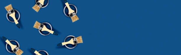 Blue web banner with paint jars.