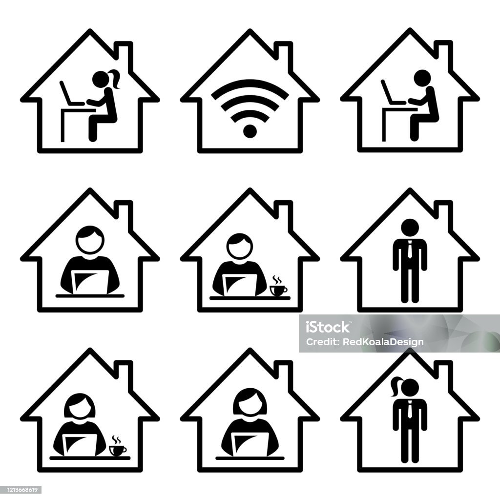 People Working From Home Vector Icon Set Freelance Man And Woman Working On  Their Laptop Computer Home Office Design Stock Illustration - Download  Image Now - iStock