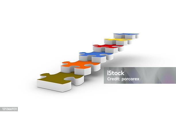 Puzzle Stair Stock Photo - Download Image Now - Color Image, Computer Graphic, Concepts