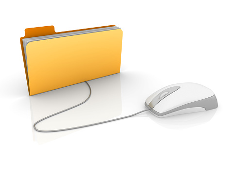 Yellow 3D Folder with Computer Mouse.