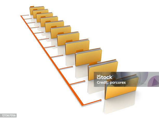 Photo libre de droit de Jaune 3d De La Structure Des Dossiers Réseau banque d'images et plus d'images libres de droit de Classeur à anneaux - Classeur à anneaux, Concepts, Connexion