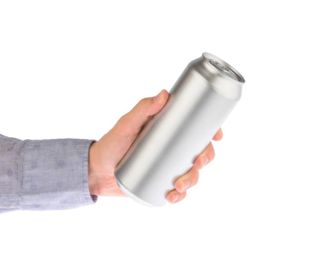 istock Hand holds metal beverage drink can isolated on white clipping path 1213671337