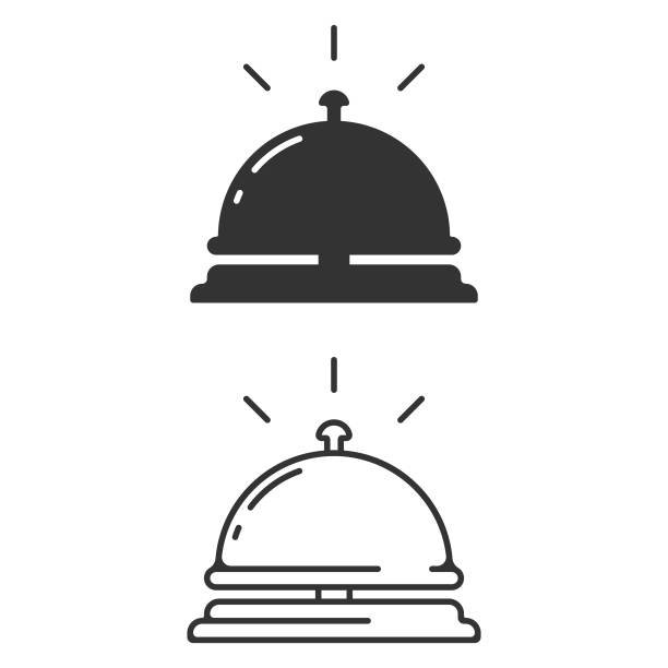 hotel bell icon. empfang bell vector design auf weißem hintergrund. - glocke stock-grafiken, -clipart, -cartoons und -symbole
