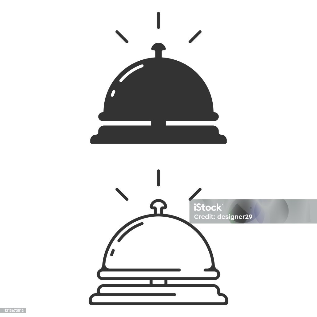 Hotel Bell Icon. Reception Bell Vector Design on White Background. - Royalty-free Sino arte vetorial