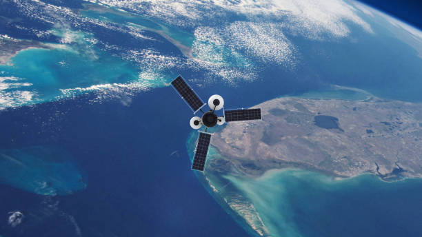 地球を周回するスパイ衛星。 - satellite global positioning system surveillance satellite dish ストックフォトと画像