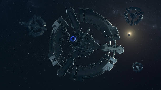 istock Space station in Mars orbit. Colonization of Mars. 1213676819
