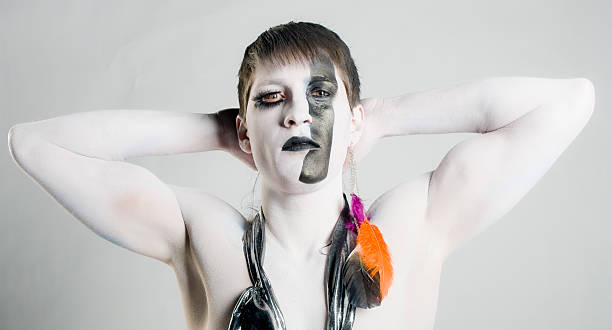istock Portrait of a man with face paint 121367707