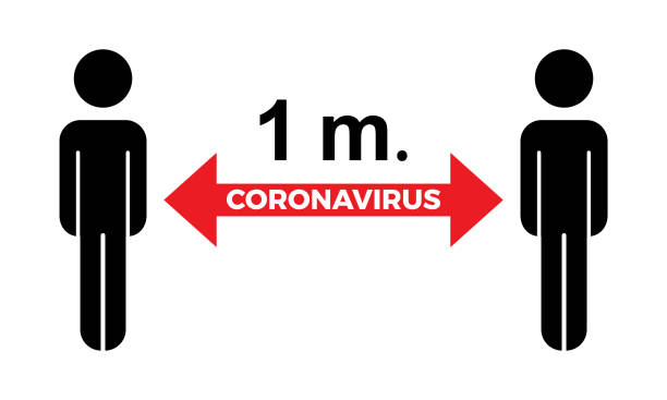 illustrations, cliparts, dessins animés et icônes de concept de distance sociale du virus coronavirus covid-19 - contamination meter