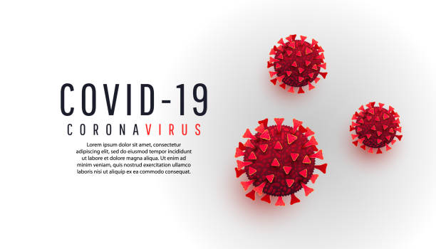 covid-19 coronavirus beyaz arka plan üzerinde metin ile hücreleri enfekte. pnömoni, akut solunum yolu hastalığı virüs molekülü - covid stock illustrations