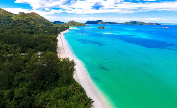 istock Aerial: Beautiful tropical beach - Anse Lazio, Praslin Island 1213684048
