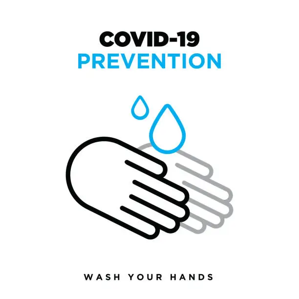Vector illustration of Wash hand icon stock illustration,  Warning sign about coronavirus or covid-19 prevention vector illustration
