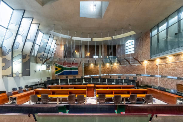 Interior of Constitutional Court of South Africa in Johannesburg Johannesburg, South Africa - May 26, 2019: Interior of Constitutional Court of South Africa pretoria prison stock pictures, royalty-free photos & images