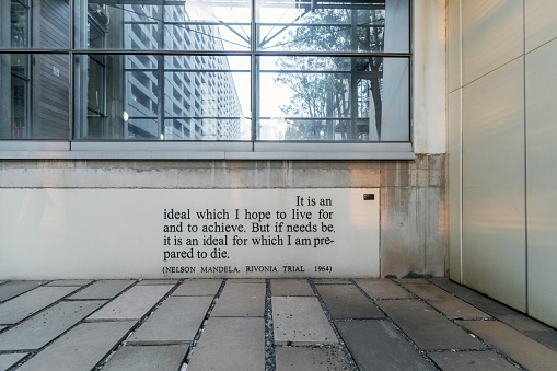 Johannesburg, South Africa - May 26, 2019: Quotation of Nelson Mandela on Constitutional Court of South Africa