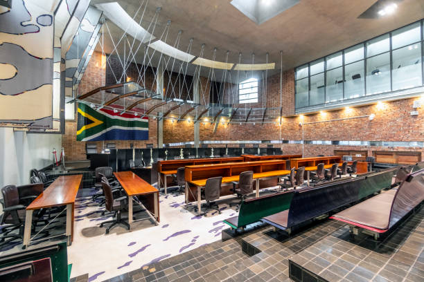 Interior of Constitutional Court of South Africa in Johannesburg Johannesburg, South Africa - May 26, 2019: Interior of Constitutional Court of South Africa pretoria prison stock pictures, royalty-free photos & images