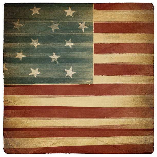 istock Vintage square shaped old american patriotic background. Isolated on white. 121369422