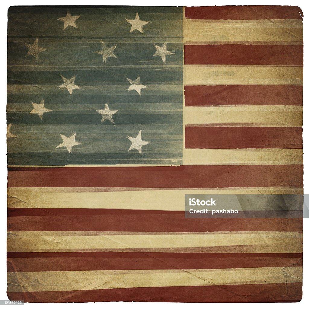 Vintage Kwadratowy kształt stary amerykański patriotic tle. Na białym tle. - Zbiór zdjęć royalty-free (Amerykańska flaga)