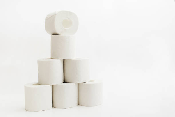 istock Pyramid of toilet paper rolls. Horizontal shot 1213698237