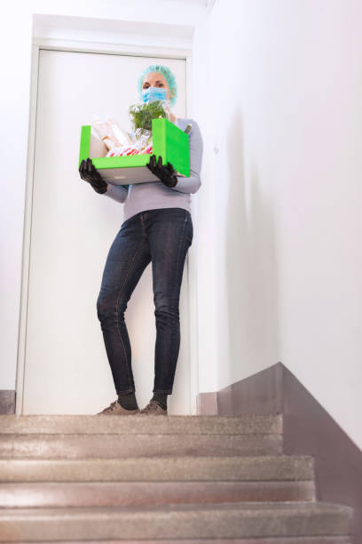 istock Home delivery food during virus outbreak, coronavirus panic and pandemics. Stay safe! 1213698888