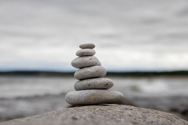 Pile of rocks with the ocean in the backround