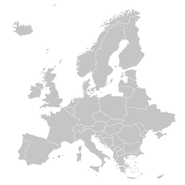 유럽 - 유럽의 정치지도 - southern europe stock illustrations