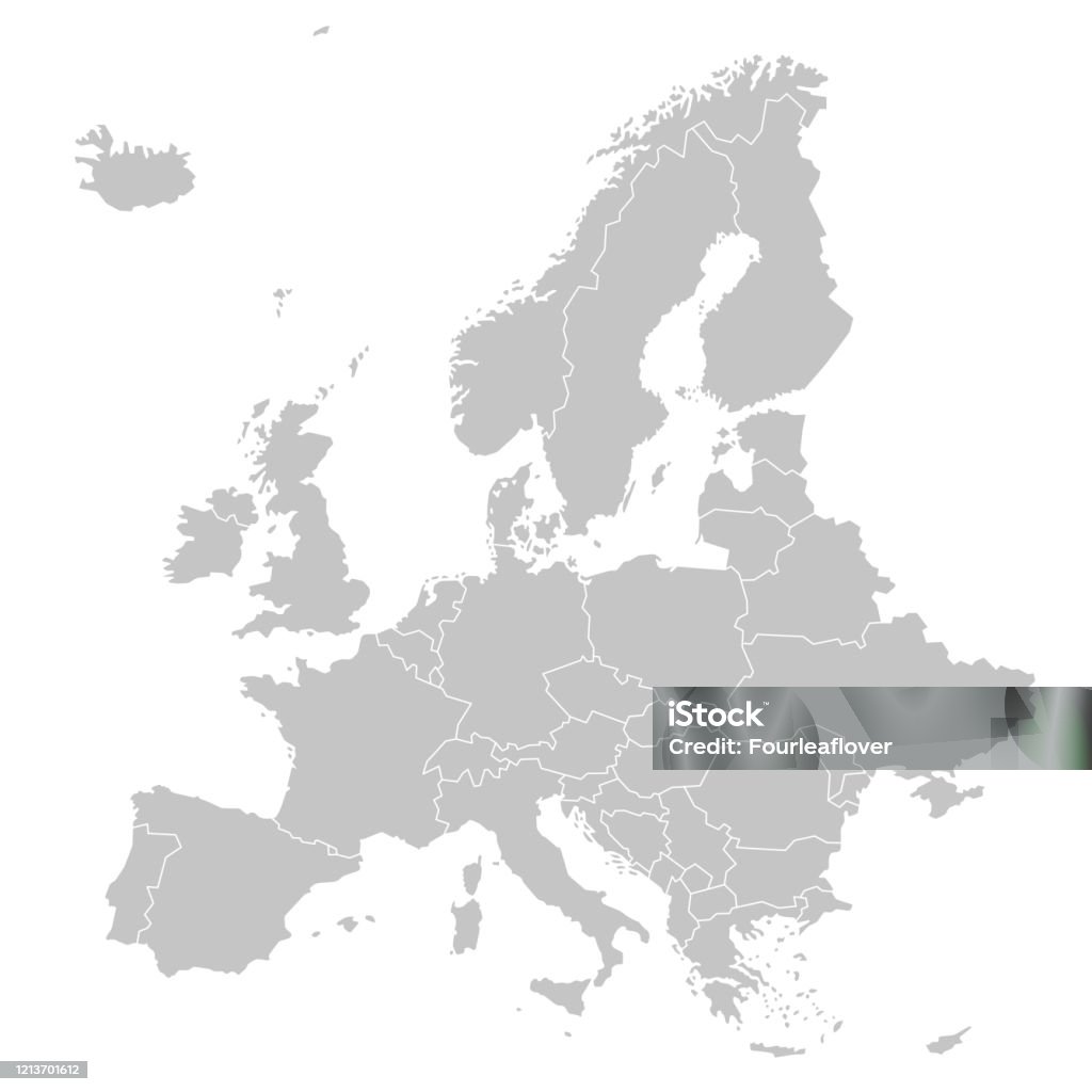 Европа - Политическая карта Европы - Векторная графика Европа - континент роялти-фри