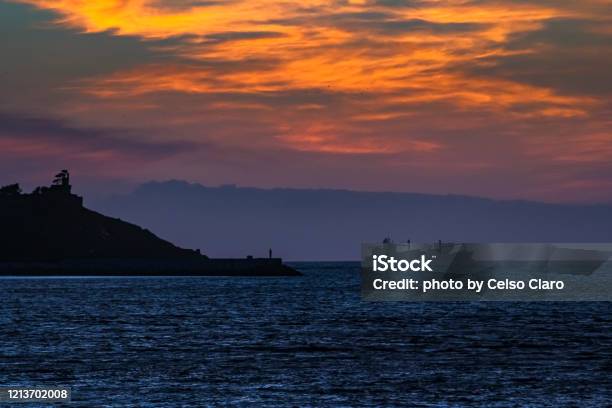 Sunset Landscape In Baiona Stock Photo - Download Image Now - Backgrounds, Bay of Water, Beach