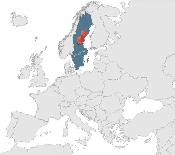 Vector illustration of Map of European Union with the identication of Sweden.