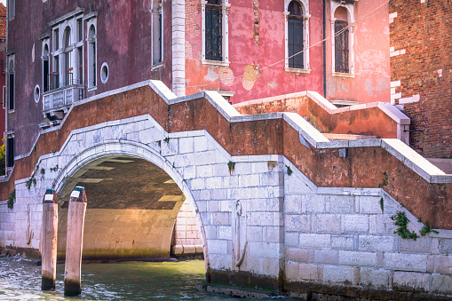 Venetian bridge on water Canal, Venice, Italy
