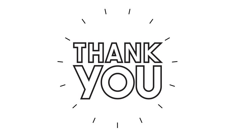 Modern “THANK YOU” Line Icon Animation on white background