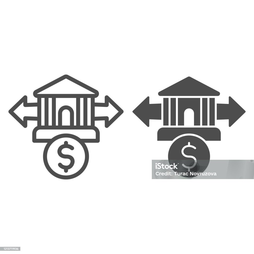 Dollar coin exchange line and solid icon. Bank transaction with arrows symbol, outline style pictogram on white background. Money transfer sign for mobile concept and web design. Vector graphics. Dollar coin exchange line and solid icon. Bank transaction with arrows symbol, outline style pictogram on white background. Money transfer sign for mobile concept and web design. Vector graphics Icon stock vector