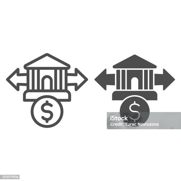 Dollar Coin Exchange Line And Solid Icon Bank Transaction With Arrows Symbol Outline Style Pictogram On White Background Money Transfer Sign For Mobile Concept And Web Design Vector Graphics Stock Illustration - Download Image Now