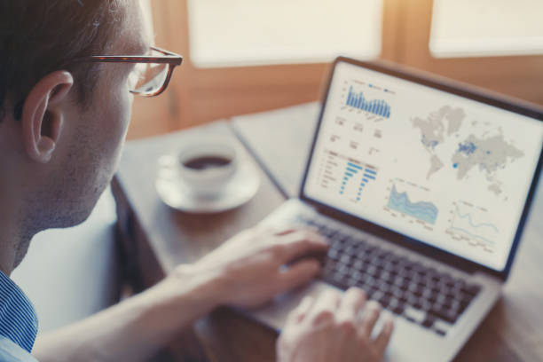 financial analytics, dashboard with finance charts and data graphs, business intelligence