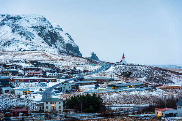 istock Vik landscape covered in snow in Iceland 1213714562