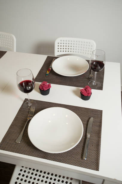 istock Glassware and cutlery for catered event dinner. 1213719884