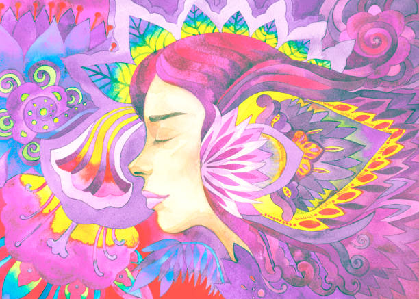 istock Watercolor painting yoga meditation 1213725434