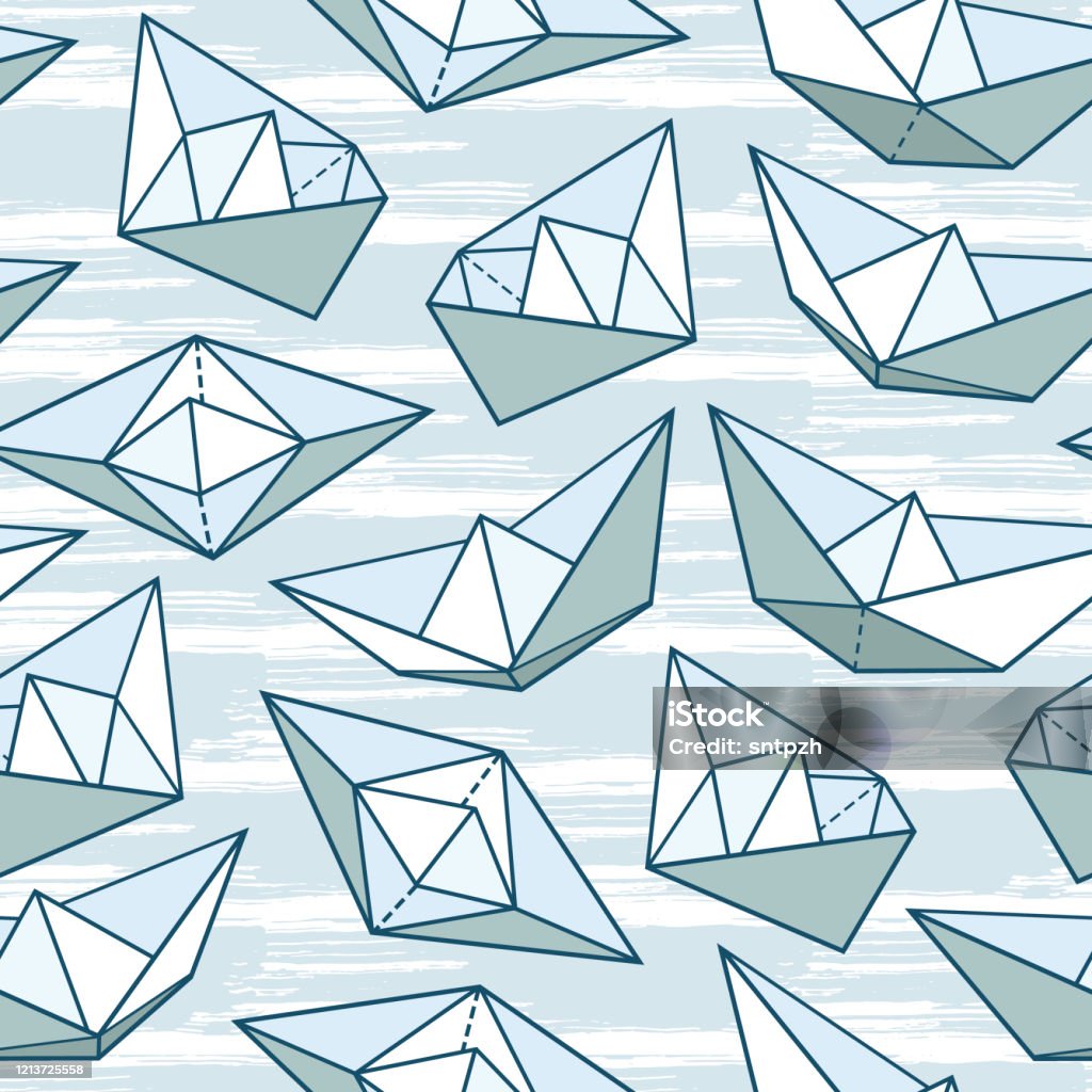 Vector Seamless Pattern With Paper Ships Stock Illustration - Download ...