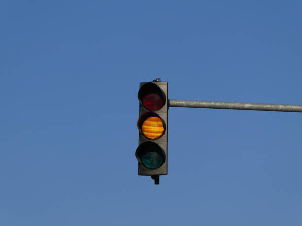 istock Yellow color on the traffic light 1213727030