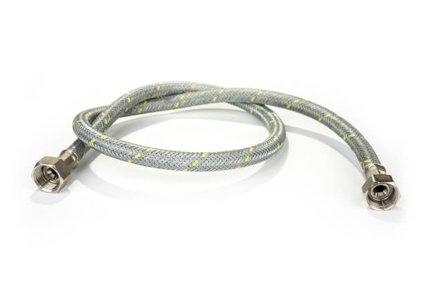 istock Old gas hose for cook stove on a white 1213728262