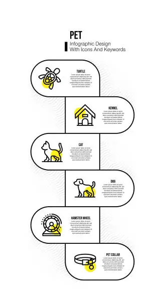 Vector illustration of Infographic design template with pet keywords and icons