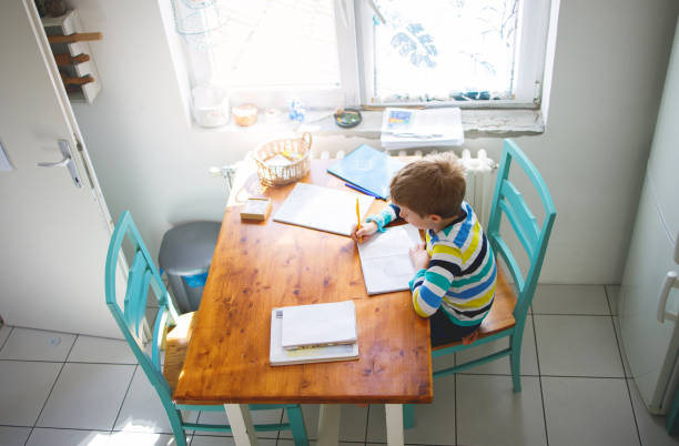 istock Little Boy Doing Homework at Home 1213729677