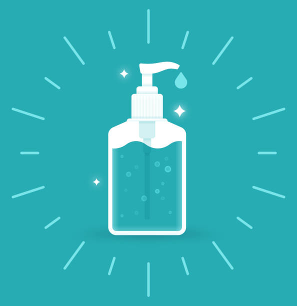 Hand Sanitizer Hand sanitizer for cleaning and sterilizing hands. antiseptic stock illustrations