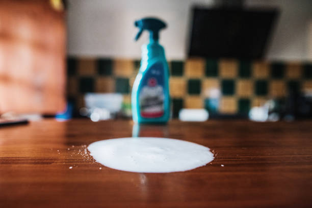 istock Close-up of disinfectant  and bottle 1213733098