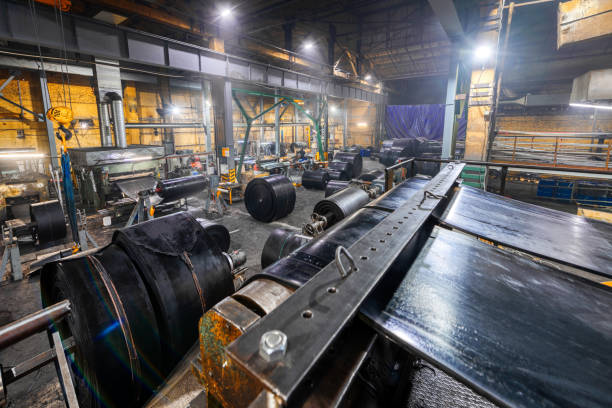 istock Factory manufacturing rubber conveyor belts 1213742730