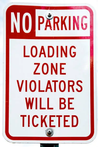 Grungy Sign -- NO Parking, Loading Zone, Violators Will Be Ticketed